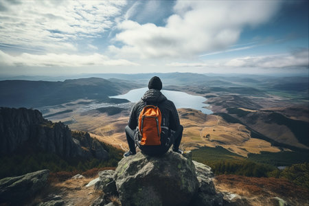 Immersed in Majesty: An Enchanting Perspective from the Mountain Topの素材