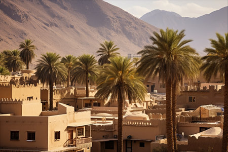 Discovering the Scenic Charm of Nizwa, Oman: Palm Trees, Traditional Villages, and Majestic Mountainsの素材