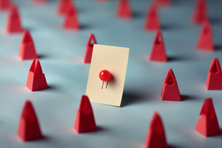 Eye-catching Reminder: Vibrant Red Pushpin Accents a Post-it!の素材