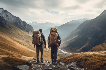 Journeying through the Majestic Mountains: The Adventurous Hiking Conceptの素材
