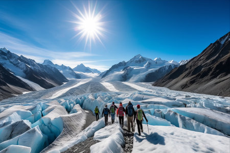Adventurous Journey on the Majestic Great Aletsch Glacier: Exploring Marjelensee, Valais, Switzerlandの素材