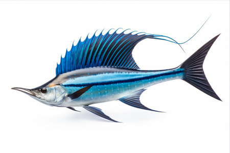 Gorgeous Sailfish: A Captivating Image of the Real Fish Isolated on Whiteの素材