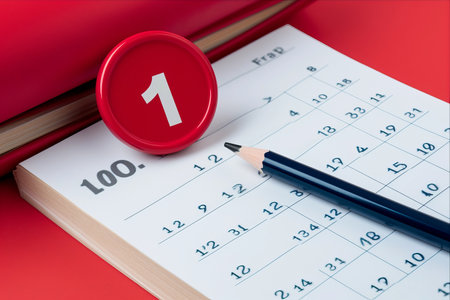 Remembering Important Events: Red Circle Marks September 1st on Calendarの素材