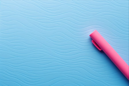 Vibrant Pink Highlighter Sketches Playful Doodles on Blue Paper Surface - AR 3:2の素材