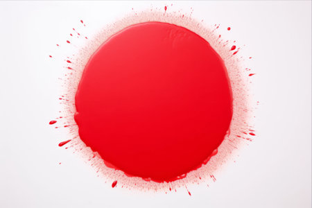 The Bold Contrast: Vibrant Red Highlighter Circle Pops on White Background - AR 3:2の素材