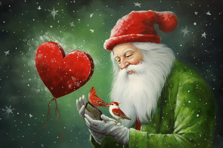 Santa's Enchanting Gift: A Sparkling Red Heart and a Tender Butterfly Emblem for the Most Beloved Coupleの素材