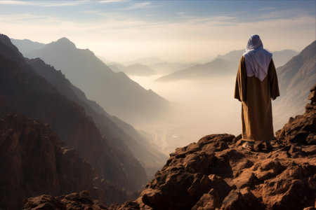 Majestic Saudi Man: Conquering Mountains in AR 3:2の素材