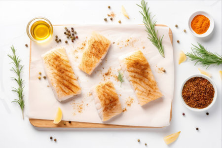 Baked Cod Fish Fillet: A Delicious Blend of Flavors on Displayの素材