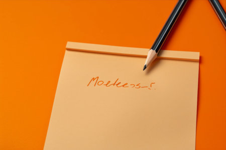 Paving the Path of Progress: Close-Up of Handwritten Text on Orange Paper with Copy Spaceの素材