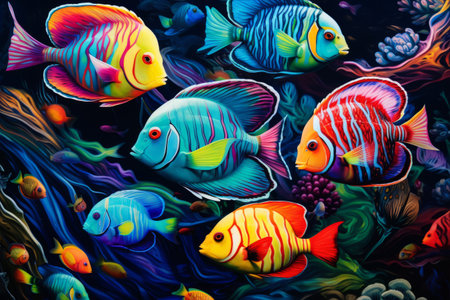 Dive into the Vibrant World of the School of Colorful Tropical Fish - AR 3:2の素材