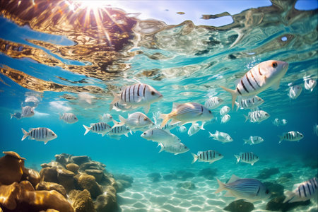 Glimpsing the Majesty: A School of Fish Ripples Through Australia's Pristine Watersの素材