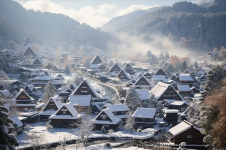 Winter Tales: Exploring the Enchanting Historic Villages of Shirakawa-go in Gifu, Japan's World Cultural Heritageの素材
