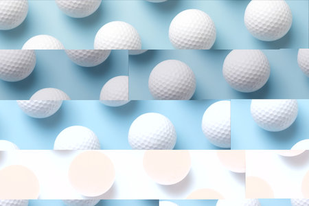 Minimalistic Arrangement: White Golf Ball Stands Out Against Blue Pastel Backgroundの素材