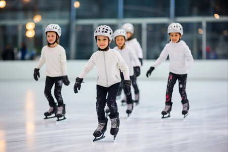 Skating to Success: Young Athletes Perfecting New Motions for a Crucial Competitionの素材