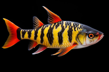 Exotic Tiger Barb or Sumatra Barb Fish Isolated in 3:2 Aspect Ratioの素材