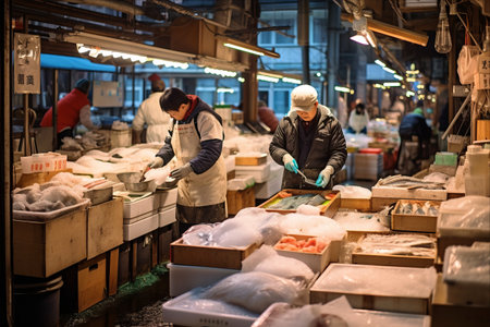 Exploring the Vibrant Tsukiji Fish Market: A Paradise for Fresh Seafood Enthusiastsの素材