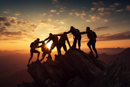 Ascending Together: Trust and Assistance in the Mountain Silhouetteの素材