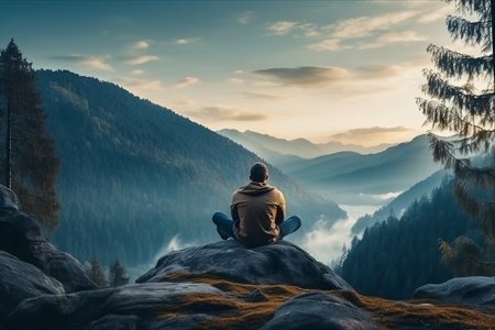 Solitary Serenity: A Captivating Journey through the Mountainsの素材