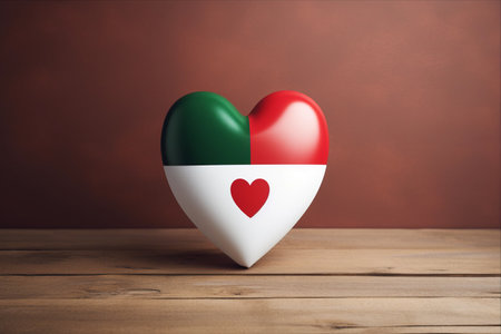 Italian Love: A Heart-shaped Flag Unveiled in AR 3:2の素材