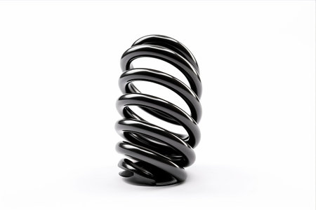 Sleek Black Coil Spring Pops Against White Background --AR 3:2の素材
