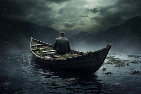 The Enigmatic Voyage of the Man in a Boat - AR 3:2の素材