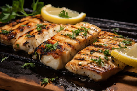 Deliciously Grilled Pollock: Savory Portions with a Perfect 3:2 Ratioの素材