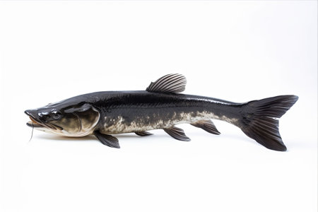Pristine Portrait: Captivating Snakehead Fish Isolated on White Backgroundの素材