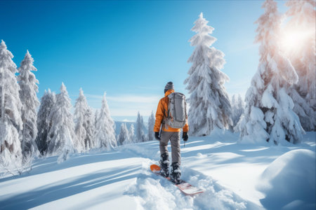 Winter Wonderland: Ski Touring in the Serene Snowy Mountainsの素材