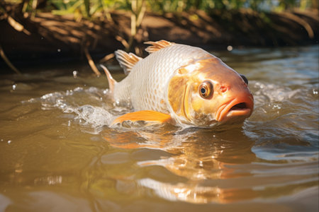 Magnificent Thai Carp Flourish in the Iconic Rivers of Thailandの素材