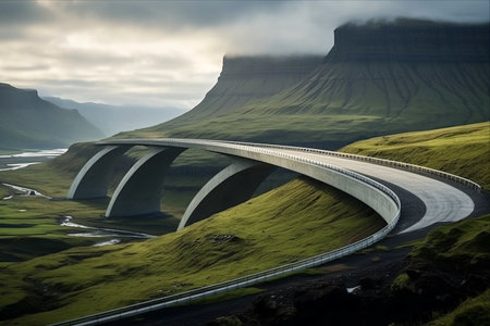 The Streymin Bridge: Connecting Streymoy and Eysturoy, Vital Highway Link in the Faroe Islandsの素材