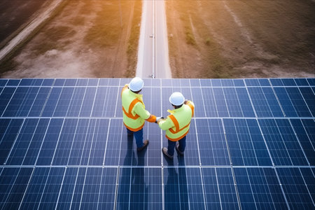 Powerful Collaboration: Engineers Unite to Build a Sustainable Future with Solar Energy Infrastructureの素材