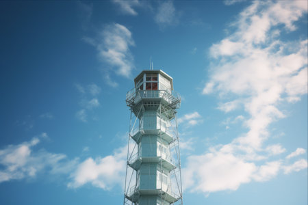 Reaching New Heights: The Majestic Beacon Tower Piercing the Pristine Blue Sky -- AR 3:2の素材