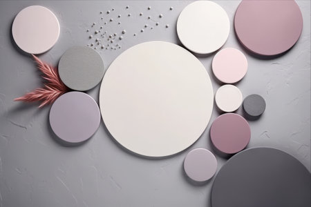 Pastel Perfection: Embracing Grey Shades in a Mock-Up Presentation with Intriguing Circle Elements (AR 3:2)の素材