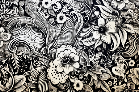 Exploring the Intricacies of the Black and White Pattern on Fabric: An Artistic Display in 3:2 Ratioの素材