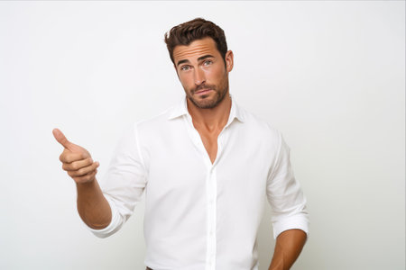 The Arrogant Self-Portrait: Capturing Success and Self-Importance in a White Shirtの素材