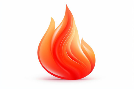 Fiery Innovation: AR 3D Flame Icon with Burning Red Hot Sparksの素材