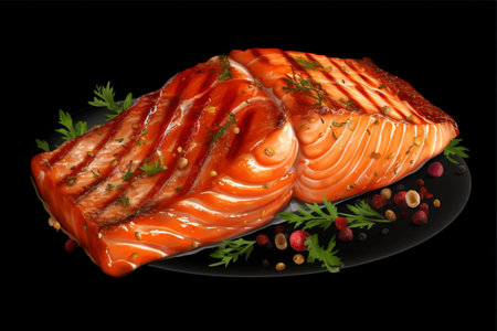 Grill Salmon Steak: A Collection of Realistic 3D Salmon BBQ, Ultra Detailed Food Iconsの素材