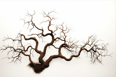 The Hauntingly Beautiful Dry Tree: A Halloween Delight on White Backgroundの素材