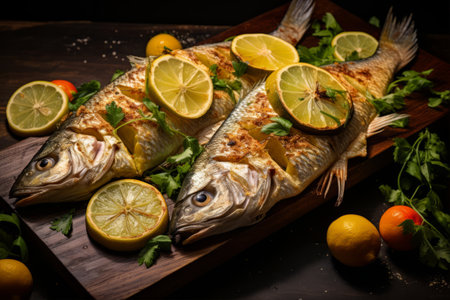 Crispy and Zesty: Three Fried Dorado Fish Delights with a Lemony Twist -AR 3:2の素材