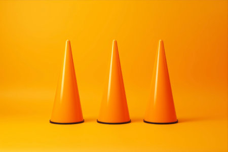 Unignorable Warning: Three Dynamic Exclamation Marks Grab Attention on Vibrant Orange Backgroundの素材