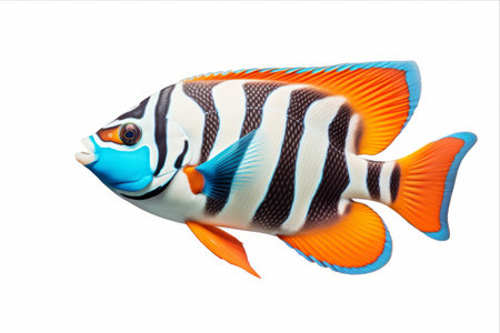 Exquisite Colors of the Tropical Clown Trigger Fish: A Spectacular Balistidae, Captured on a White Background in a 3:2 Aspect Ratioの素材