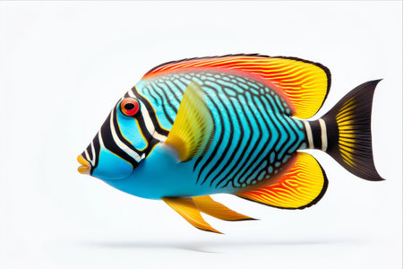 Vibrant and Colorful Tropical Picasso Triggerfish: A Majestic Creature Isolated on a White Backgroundの素材