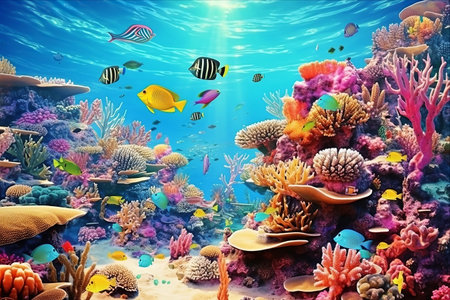 Vibrant Underwater Paradise: Exploring the Tropical Fish and Coral Reef in Egypt's Red Seaの素材