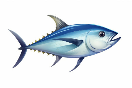 Captivating Close-up: Exquisite Blue Fin Tuna Isolated on White Canvasの素材