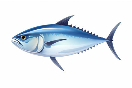 Exquisite Blue Fin Tuna Fish Displayed in Isolation on a White Background (3:2 Aspect Ratio)の素材