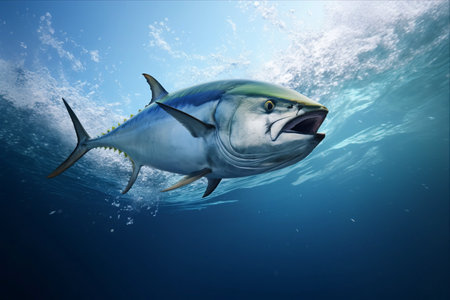 Tuna Tango: A Spectacular 3D Render of a Splashy Ocean Danceの素材