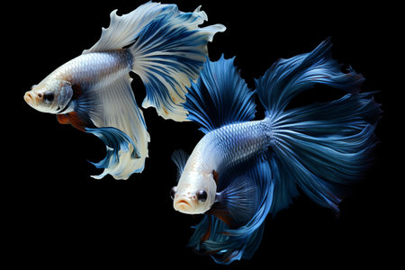 Dance of the Blue Marbles: Mesmerizing Siamese Halfmoon Betta Fishの素材
