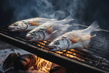 Winter Barbecue Delight: Grilling Two Whole Fish to Perfectionの素材