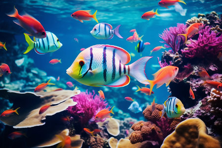 Diving into a Sea of Vibrant Tropical Fish: An Underwater Masterpiece! --ar 3:2の素材