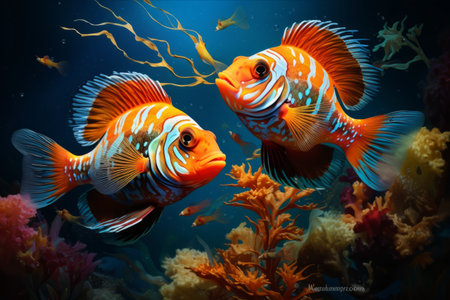 A Colorful Glimpse: Captivating 3:2 Underwater Image of Tropical Fishの素材